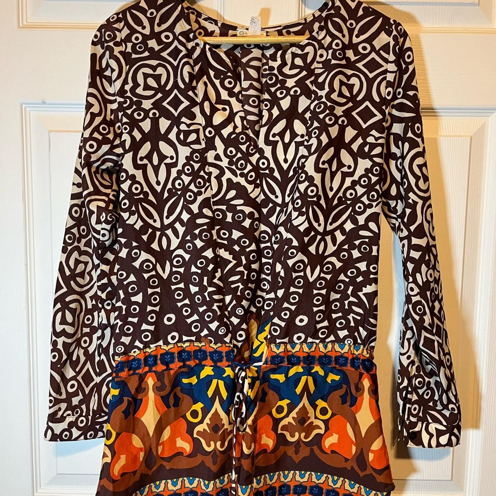Rubber Ducky Productions, Inc. Brown and Cream Patterned Tunic